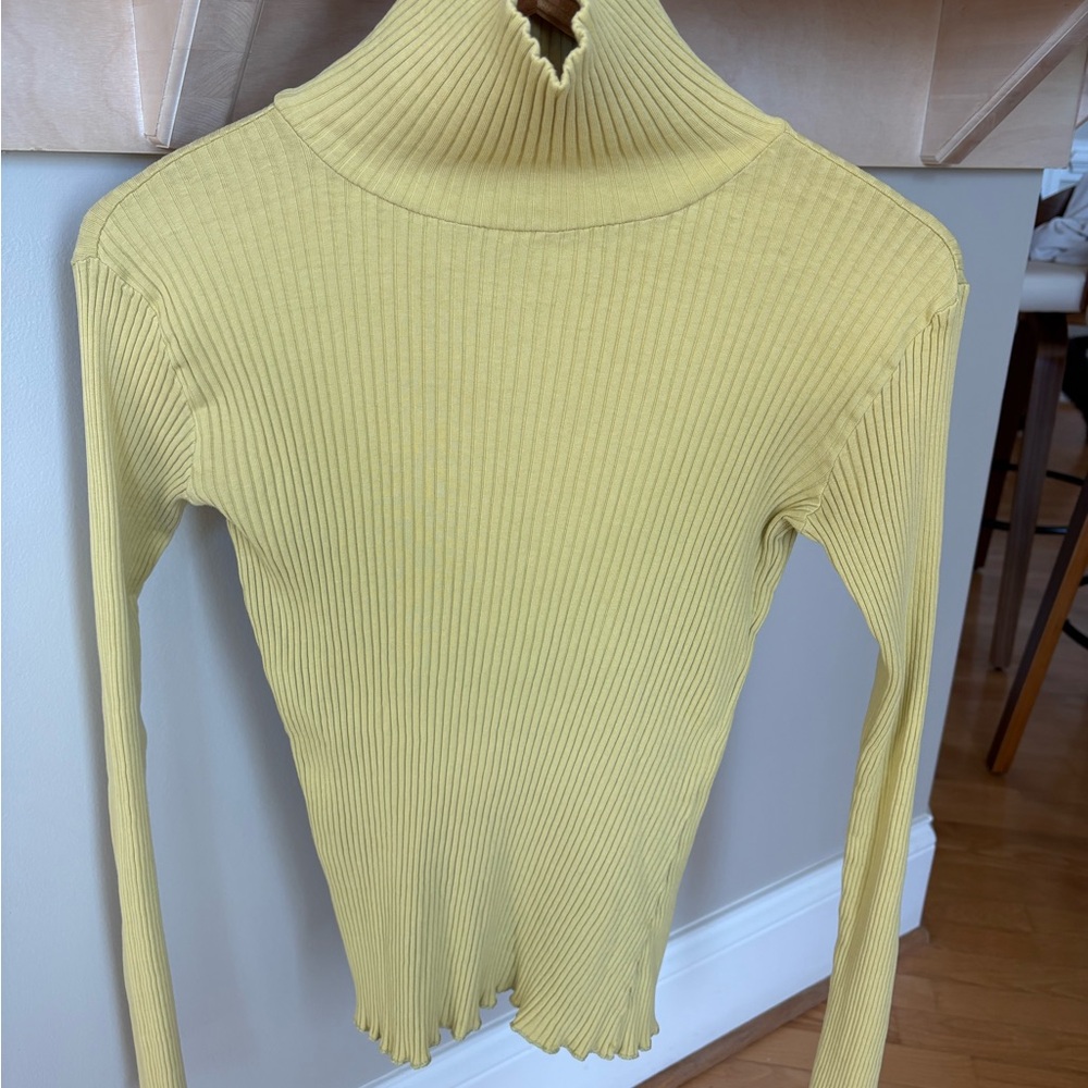 J. Jill Light Yellow Ribbed Turtleneck